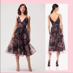 Jenny Yoo Sabrina Floral Organza Tea Length Dress